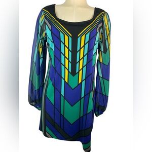 Valerie Steven’s Colorful Geometric Long Sleeve Blouse Women’s Medium
